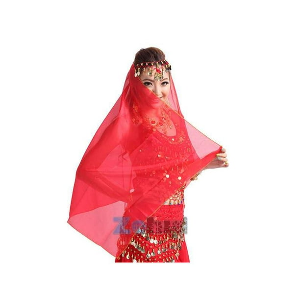 Belly Dance veil Handmade Head Scarf Shawl Headpiece Chiffon Coins Face Veil Belly Dance veil Handmade Head Scarf Shawl Headpiece Chiffon Coins Face Veil